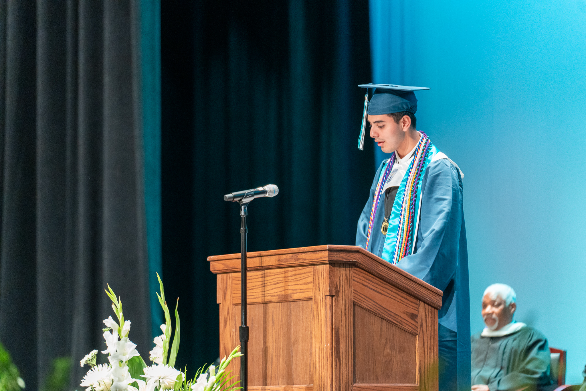 Student giving a speech at graduation