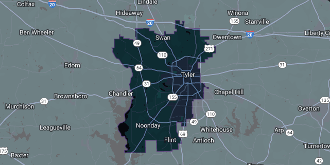 Map of Tyler ISD coverage