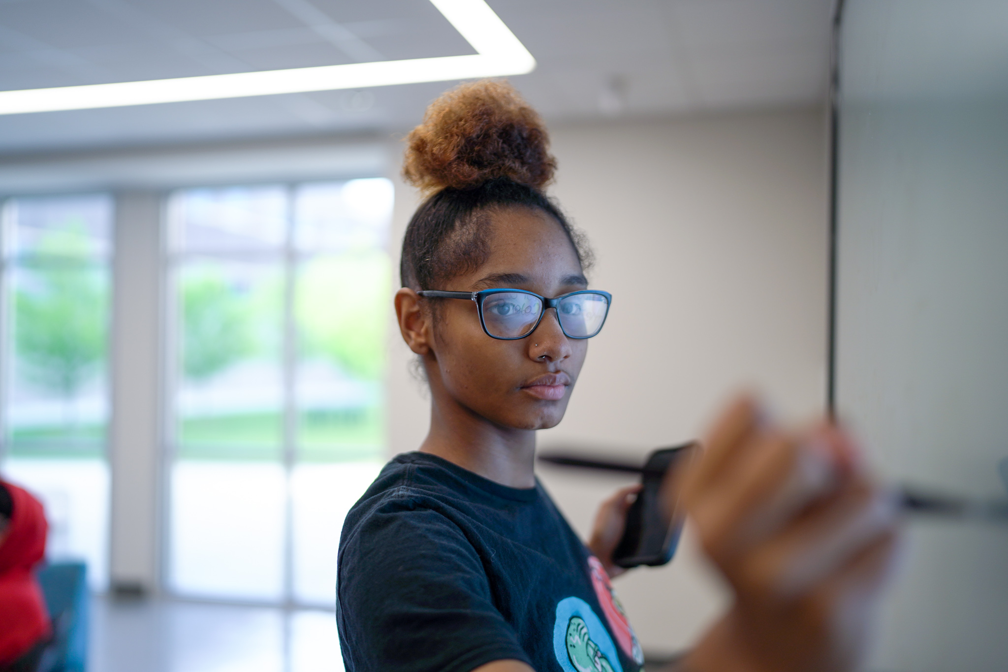 student working on cleartouch panel