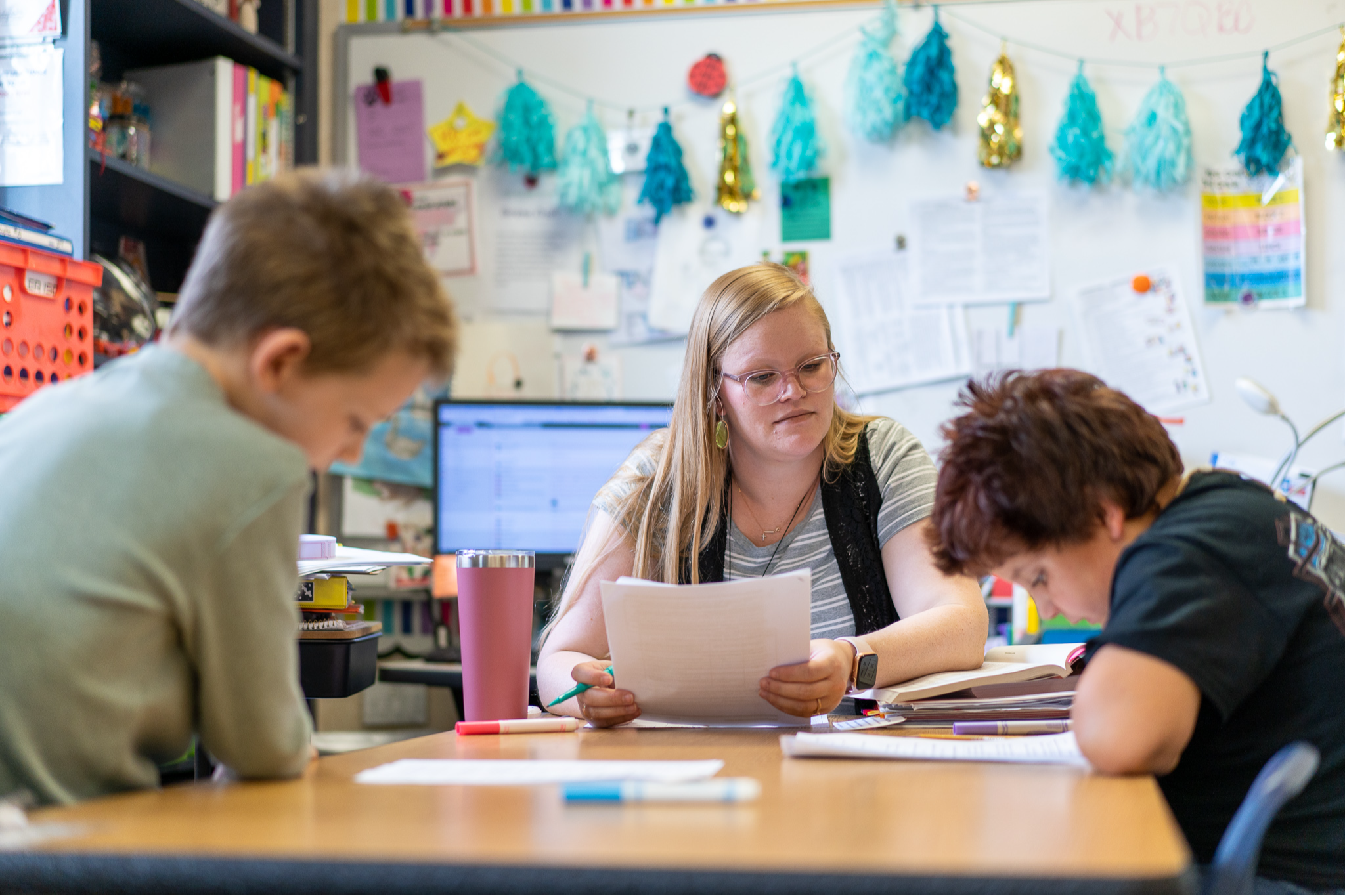 teacher with students in small group