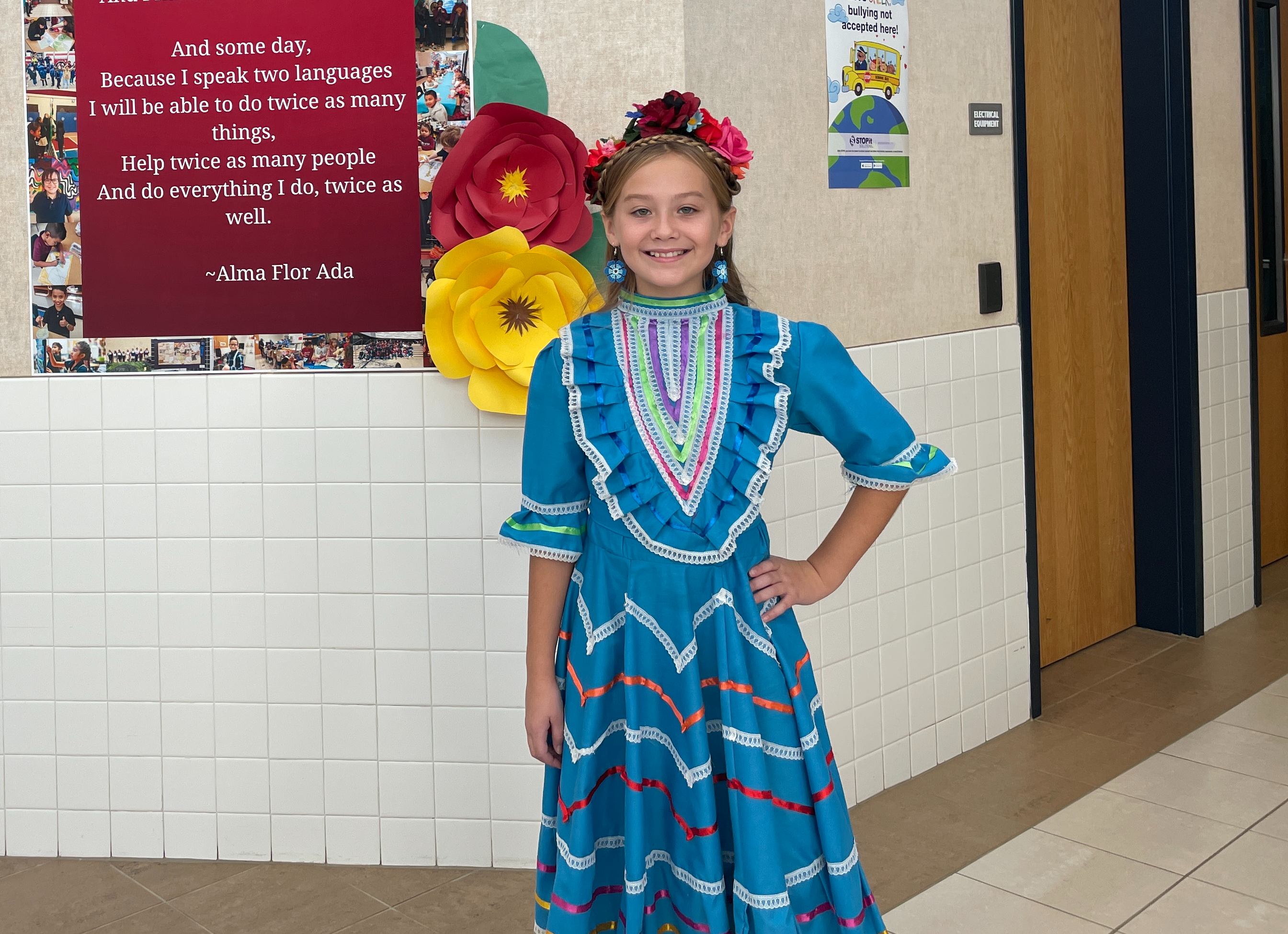 bilingual student in traditional dress