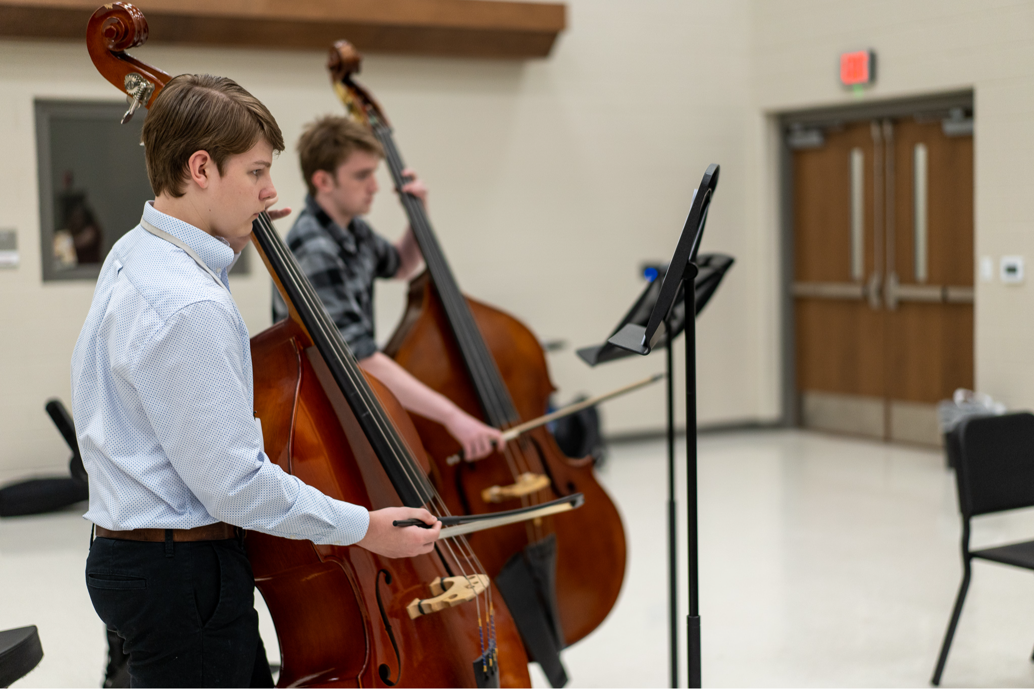 students playing bass violin