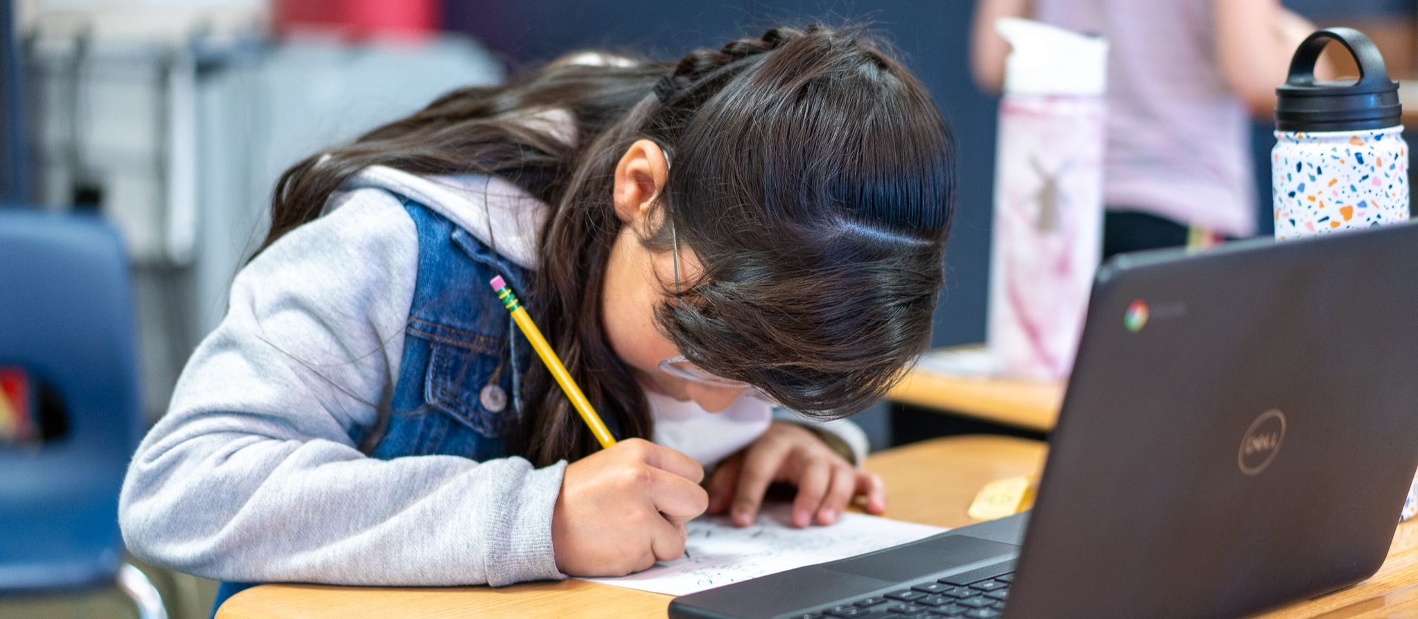 student working with computer