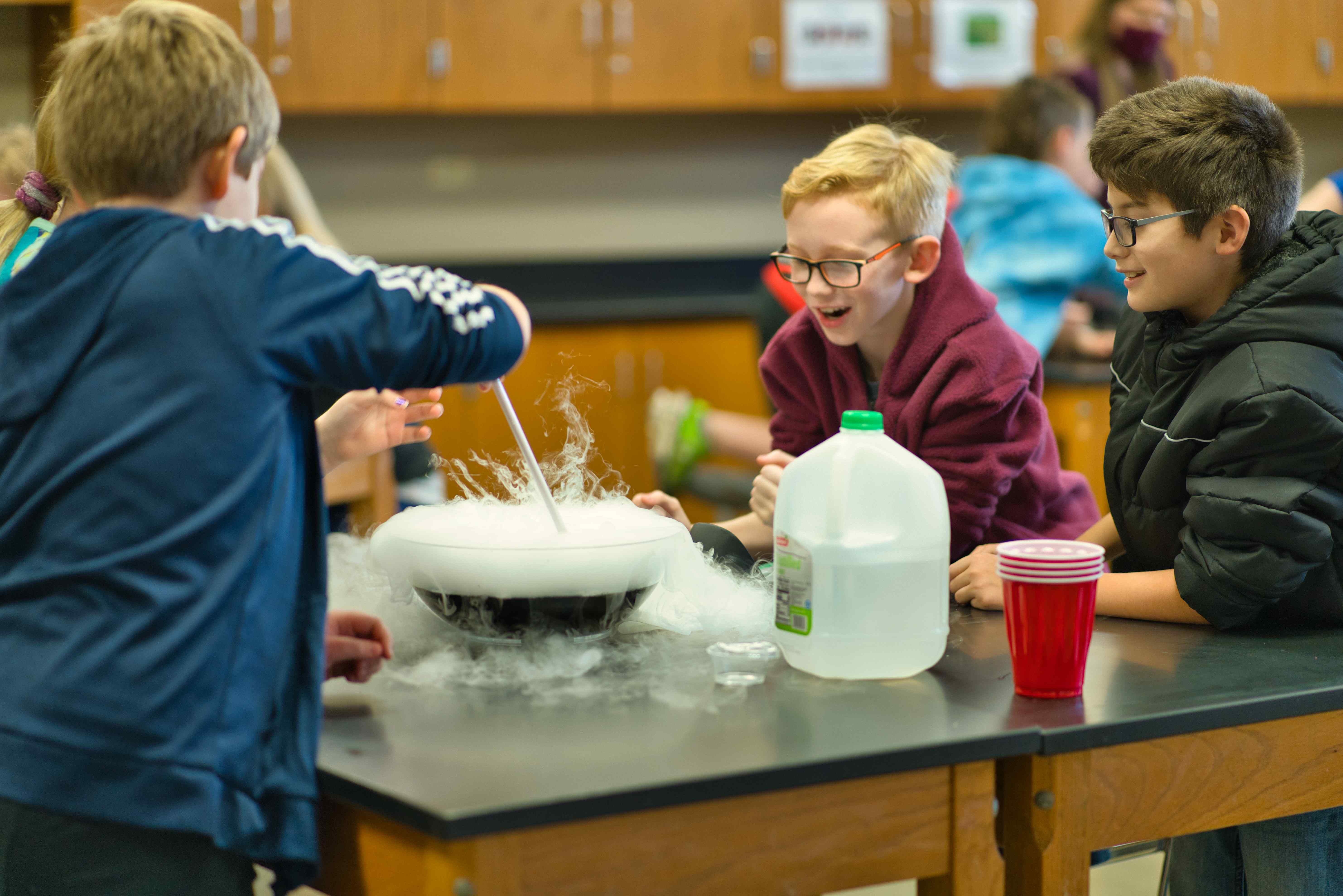 students working on science bowl project