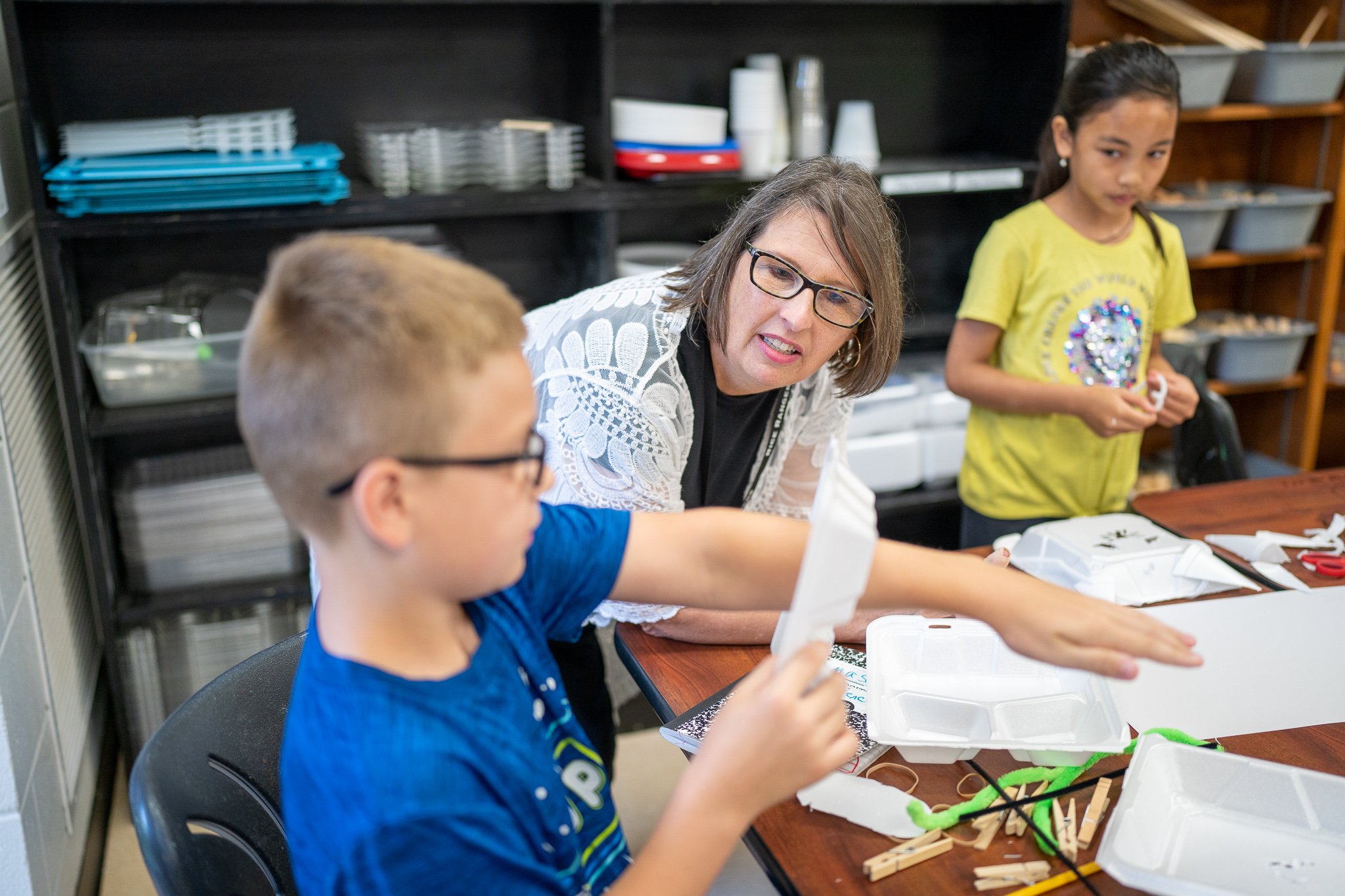 stem class student with teacher