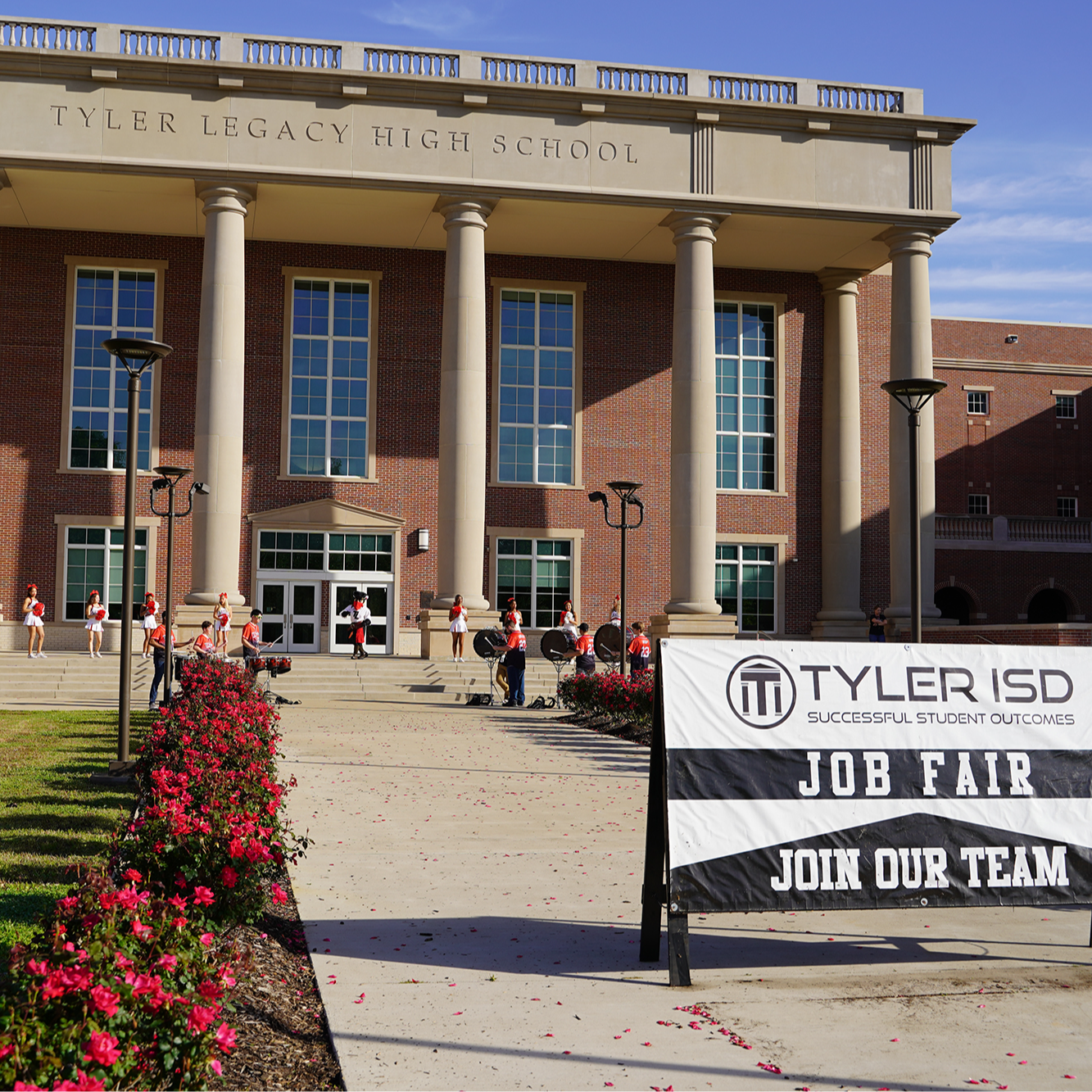 front entrance of high school building