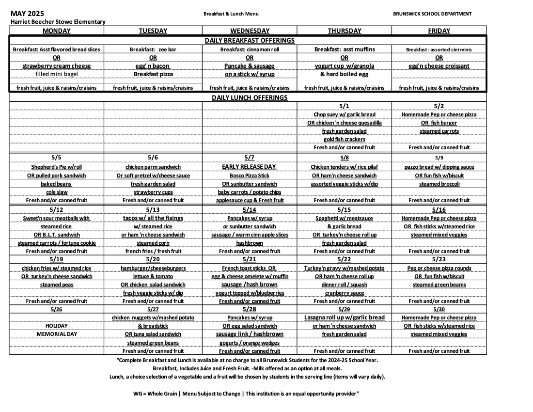 HBS Menu