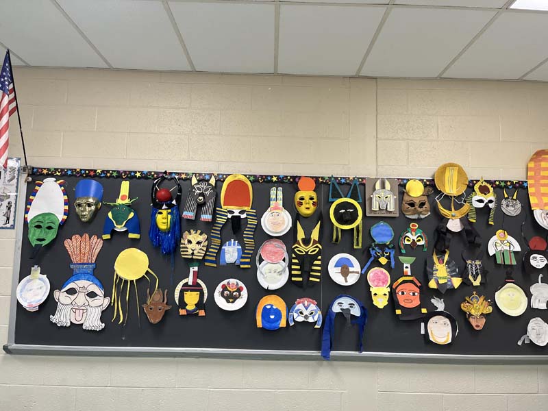 Egyptian face masks made by the students