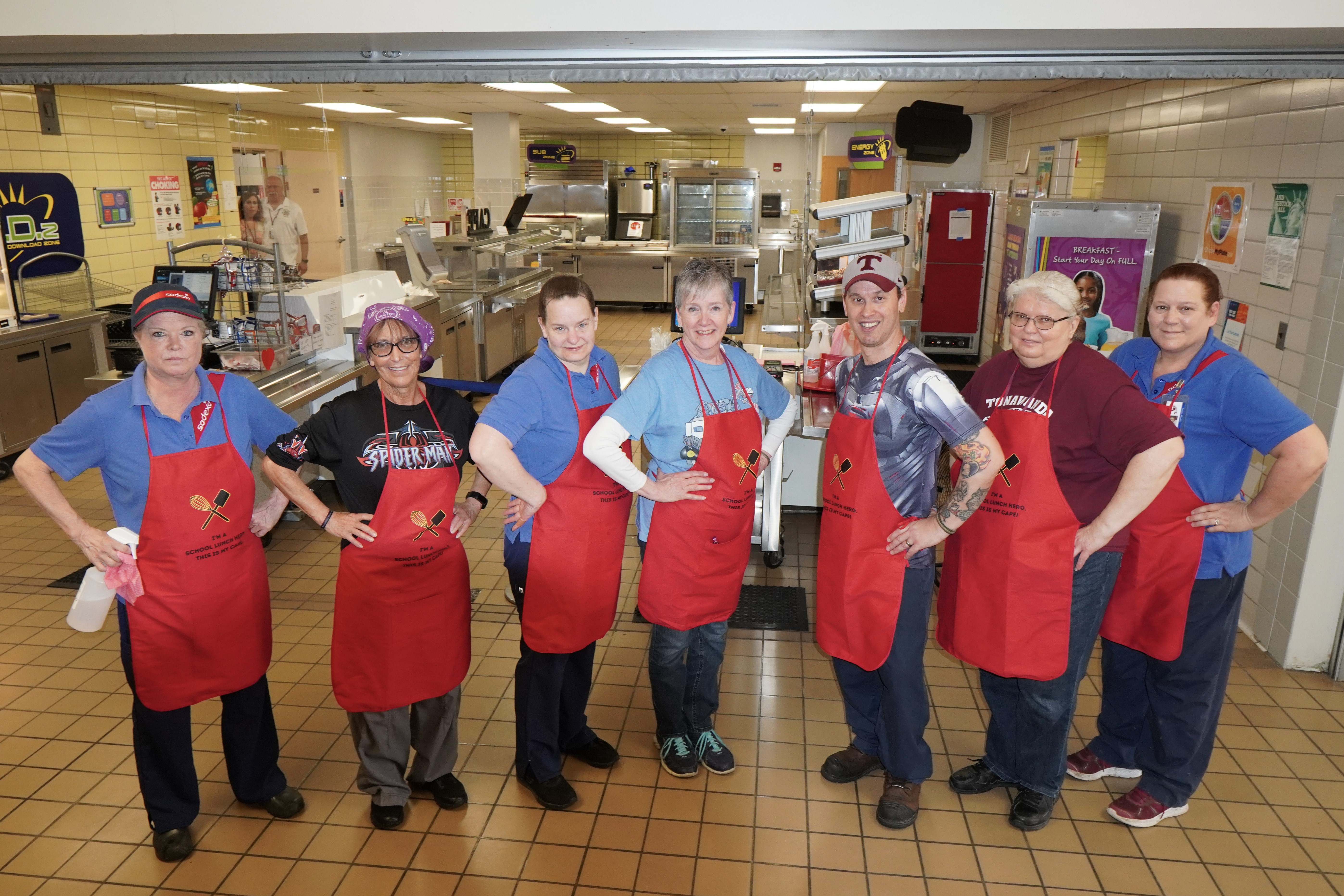 School Lunch Hero Day group photo of Tonawanda Middle School lunchroom workers