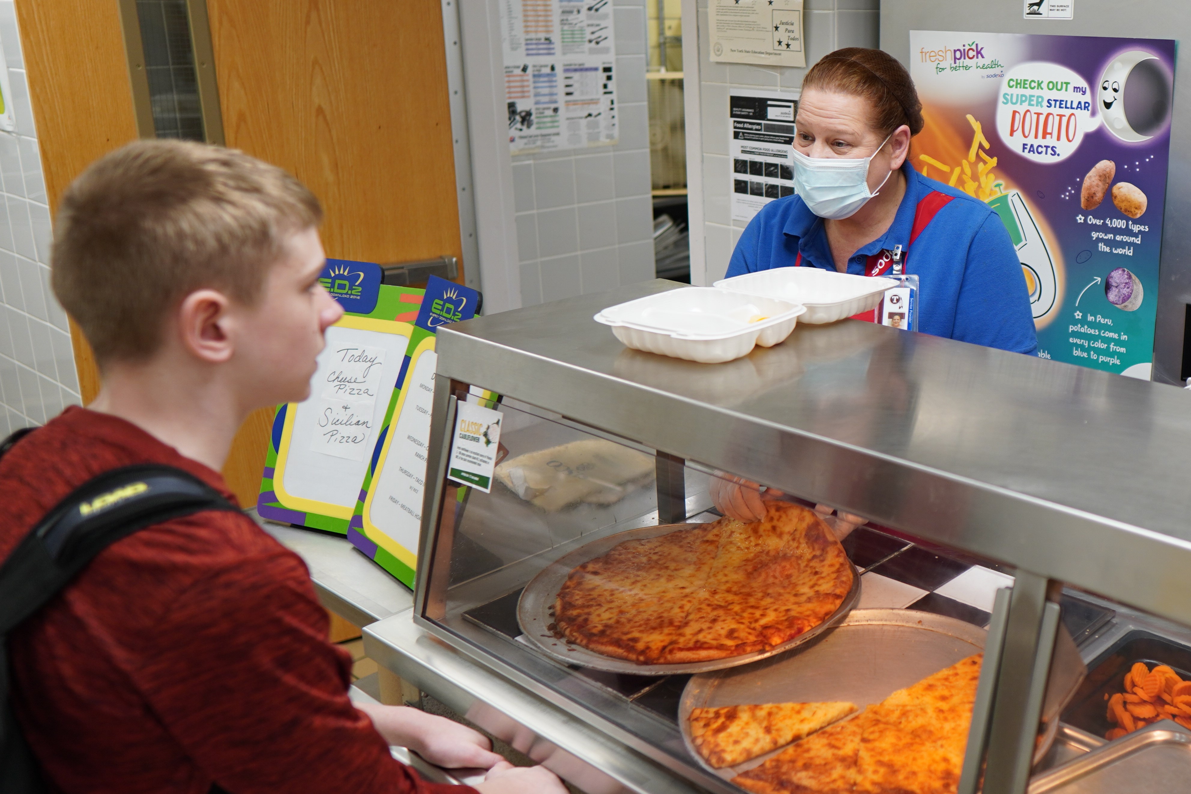 Student going through the lunch line at Tonawanda Middle School.