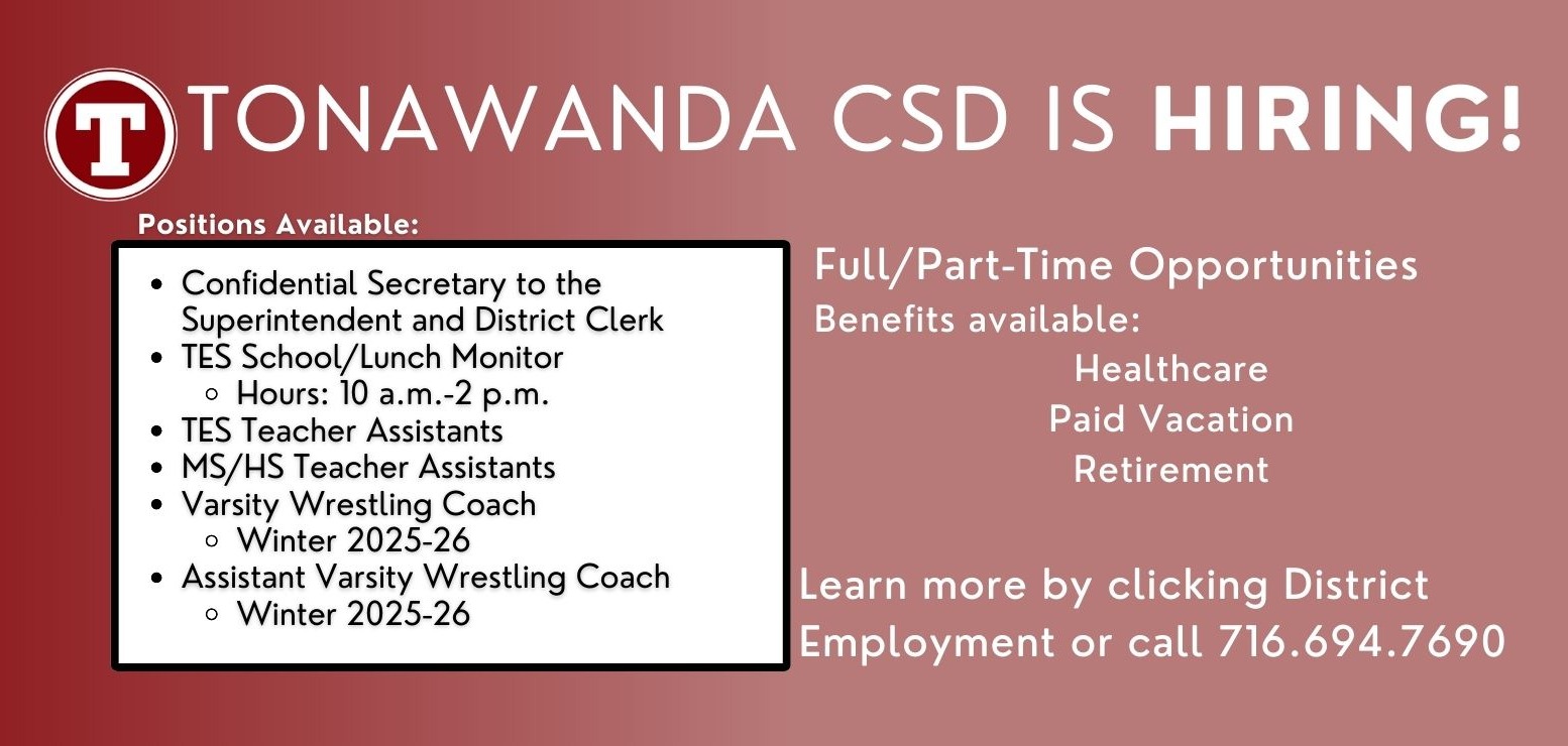 tonawanda csd is hiring graphic
