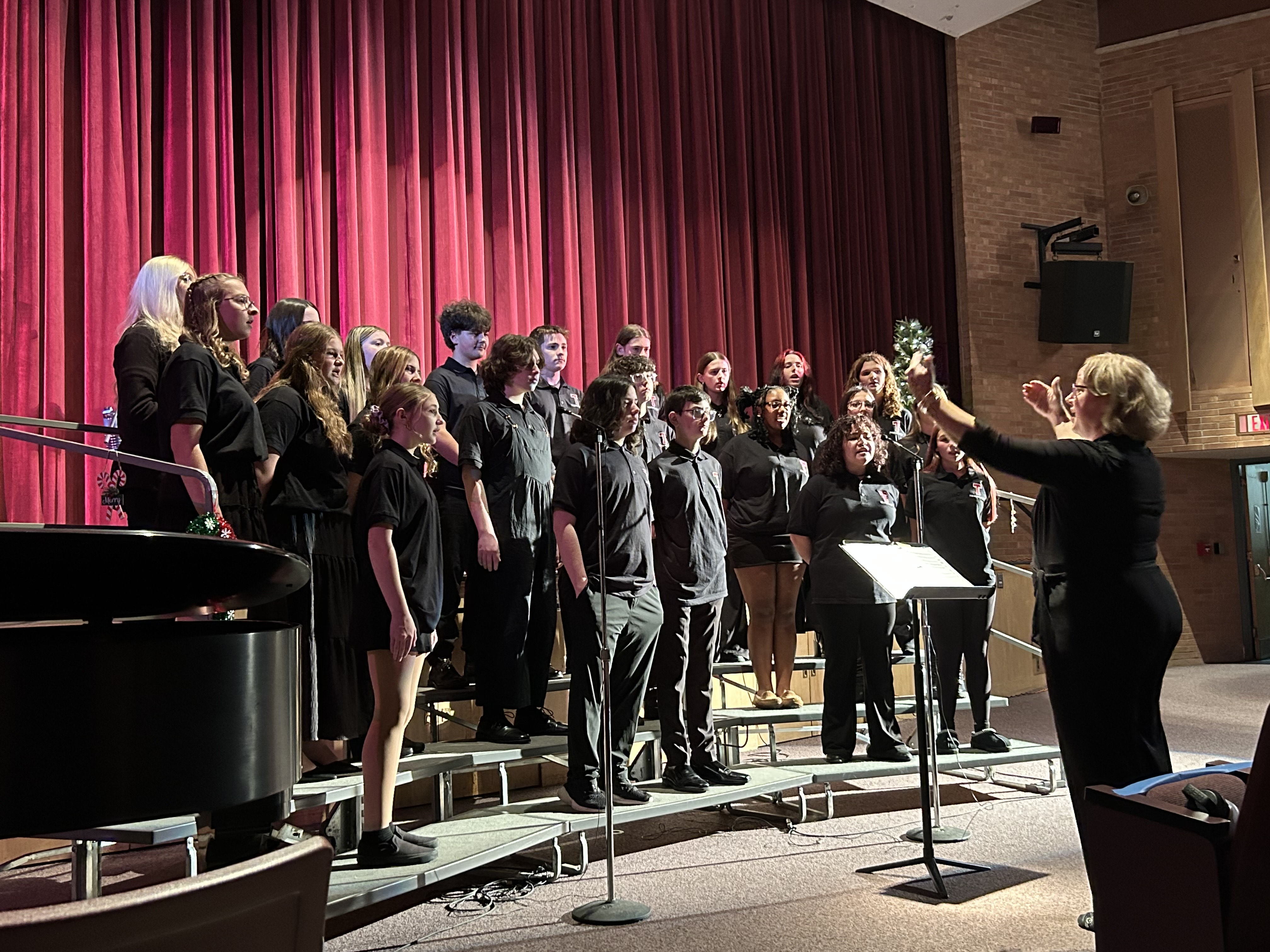 students on stage during winter concert