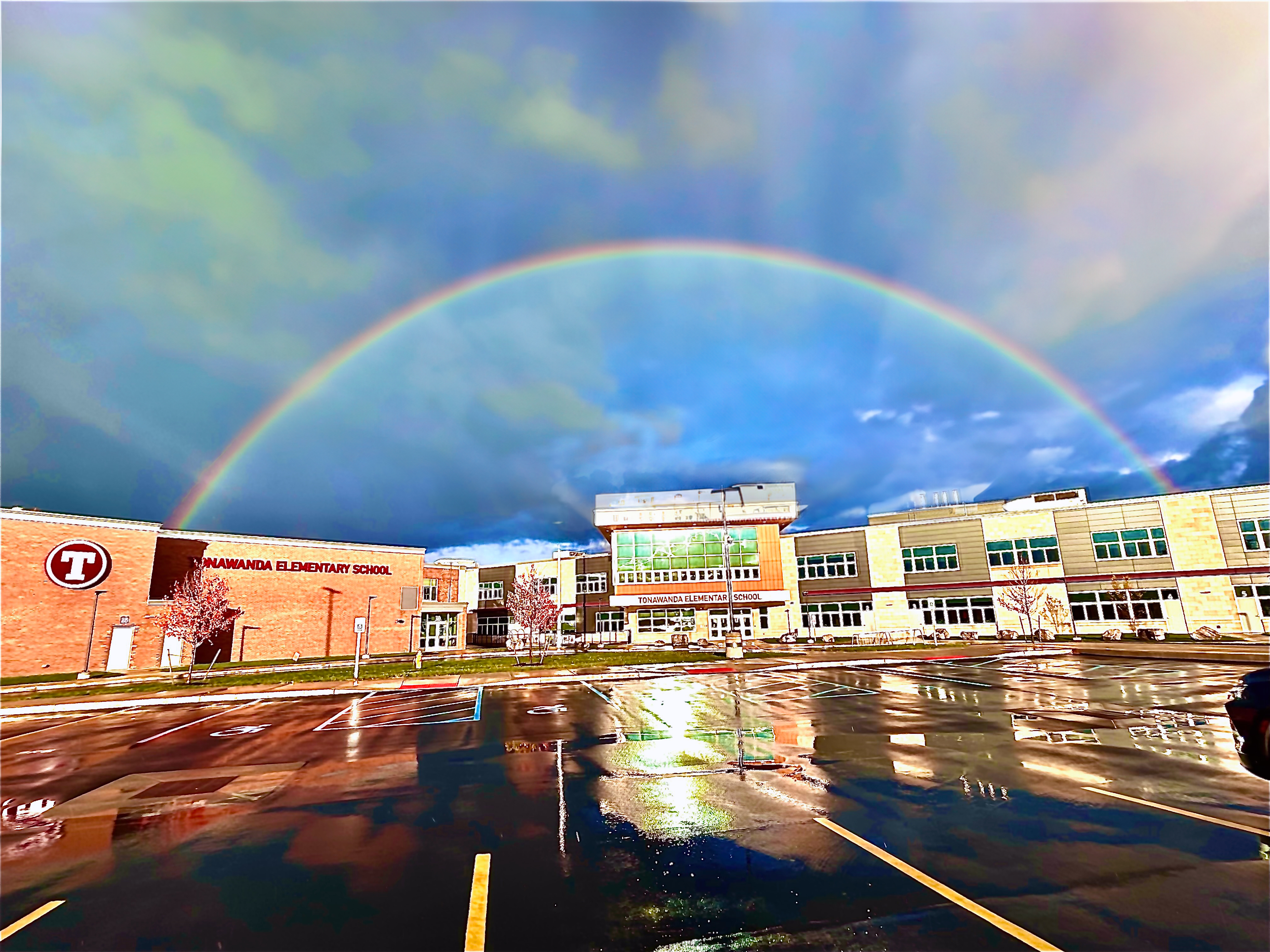 school with rainbow