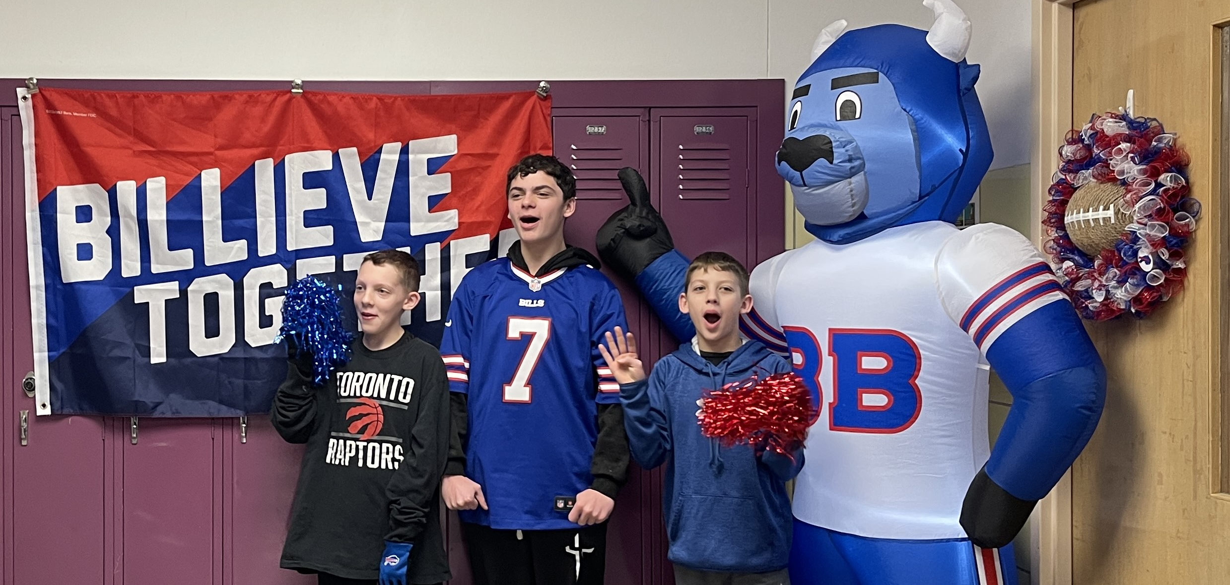 students dressed in bills gear