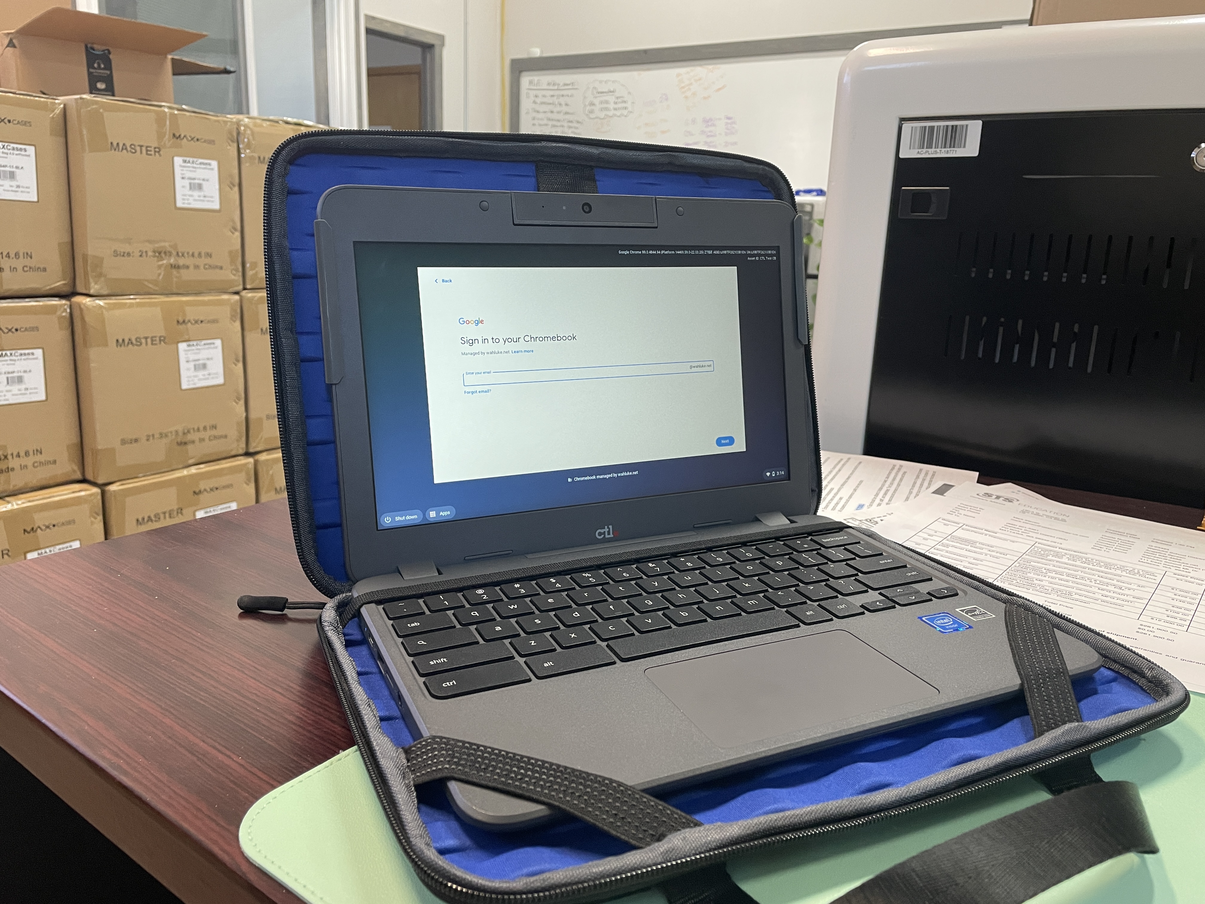 Picture of the CTL Chromebook NL71-L in its protective case