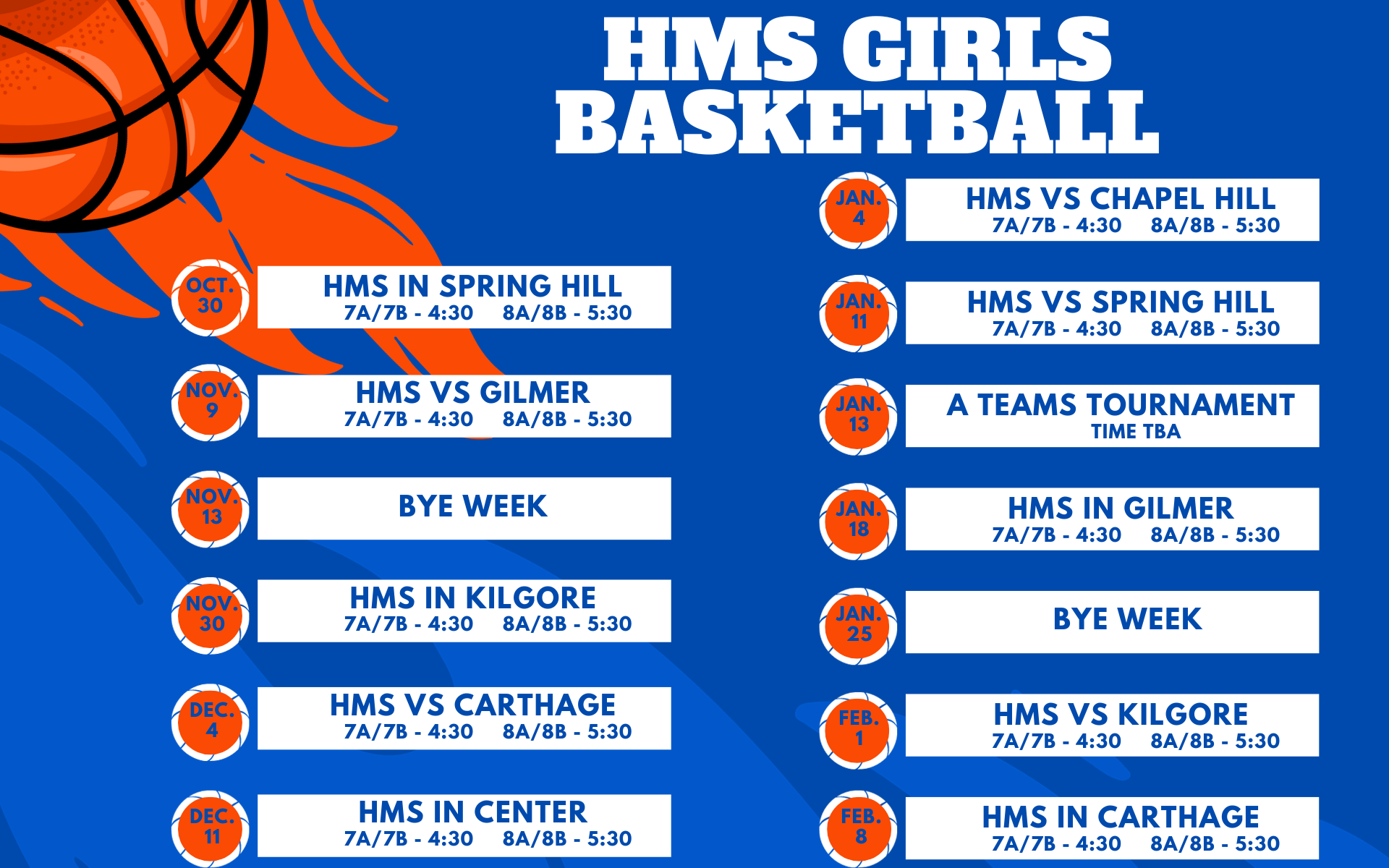 girls basketball schedule