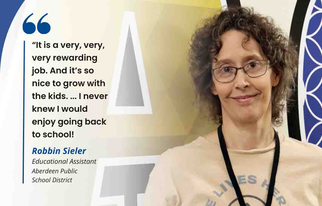 Graphic of EA Robbin Sieler with a quote about how much she loves her job