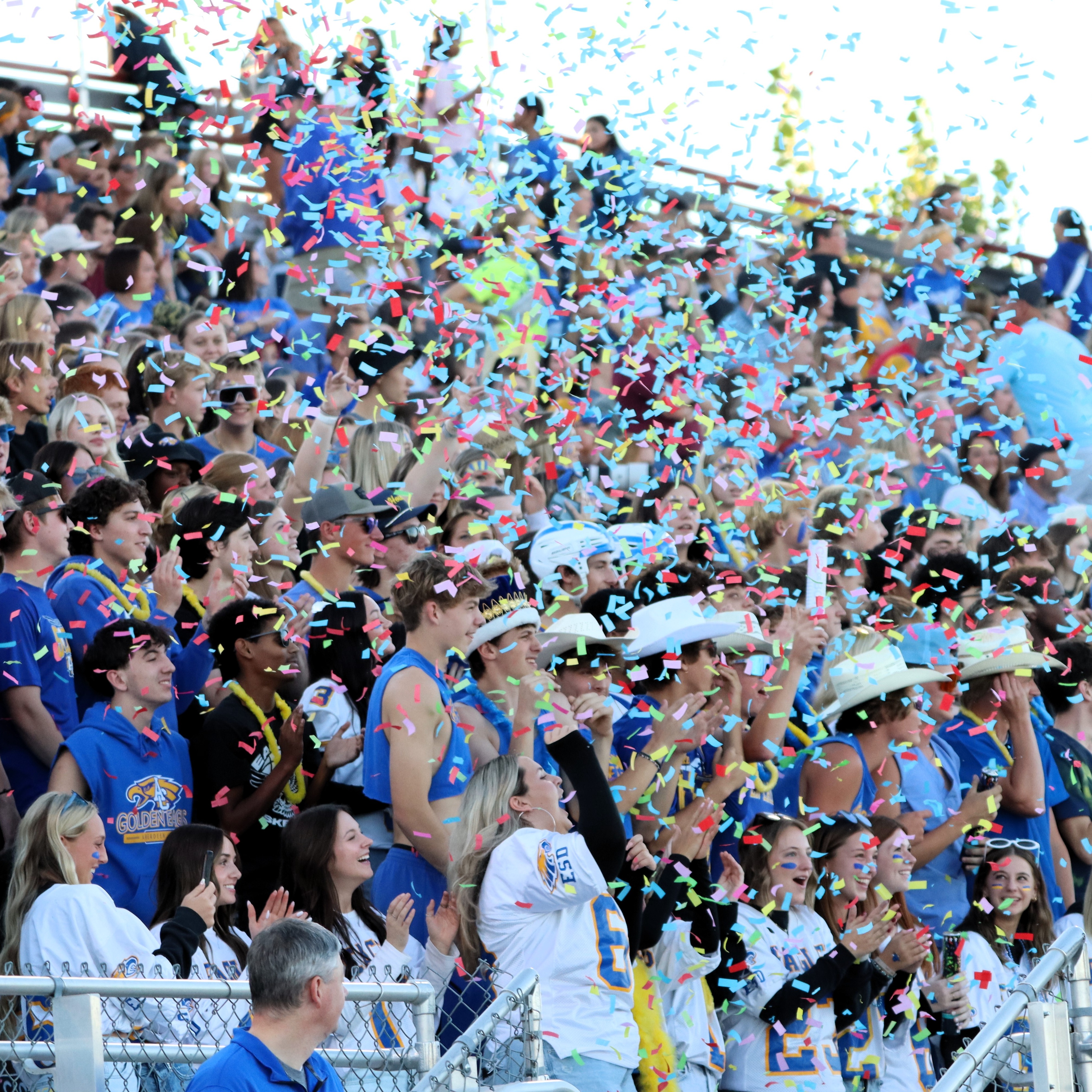 Confetti in the crowd at homecoming
