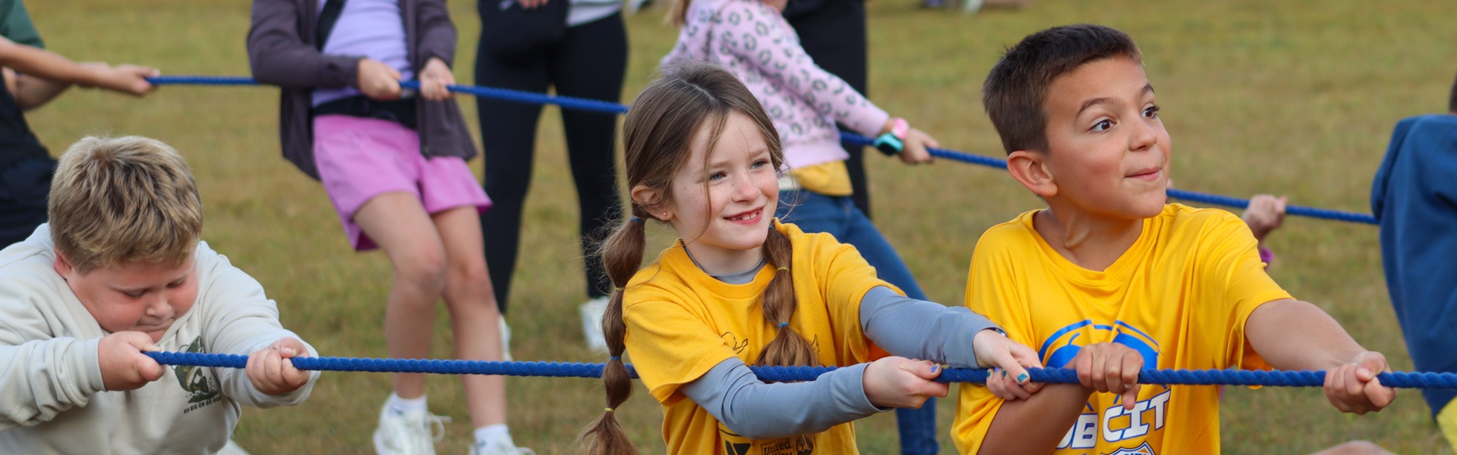 CCL students playing tug of war during Homecoming