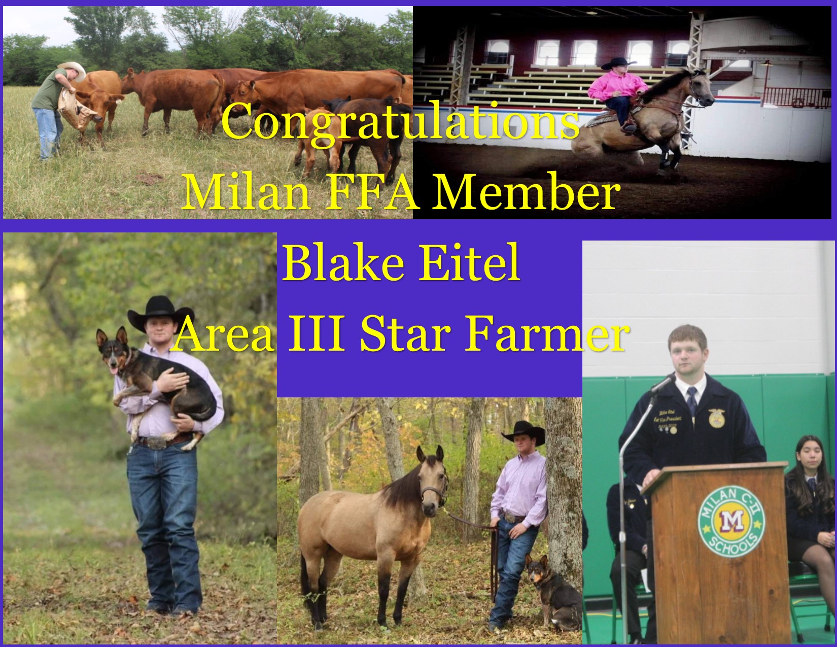 Blake Eitel Selected as Area III FFA Star Farmer	