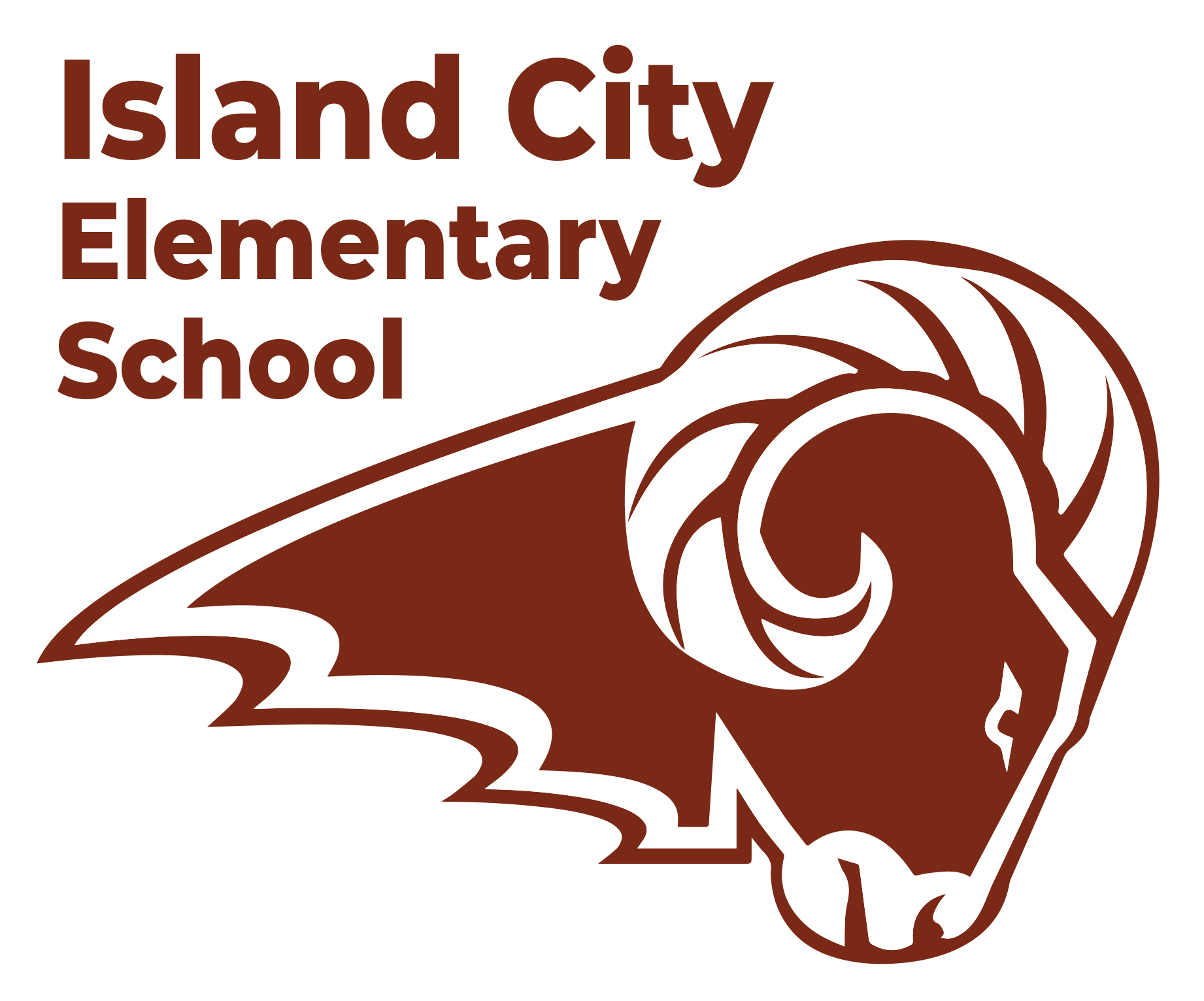 Island City Elementary School Rams logo