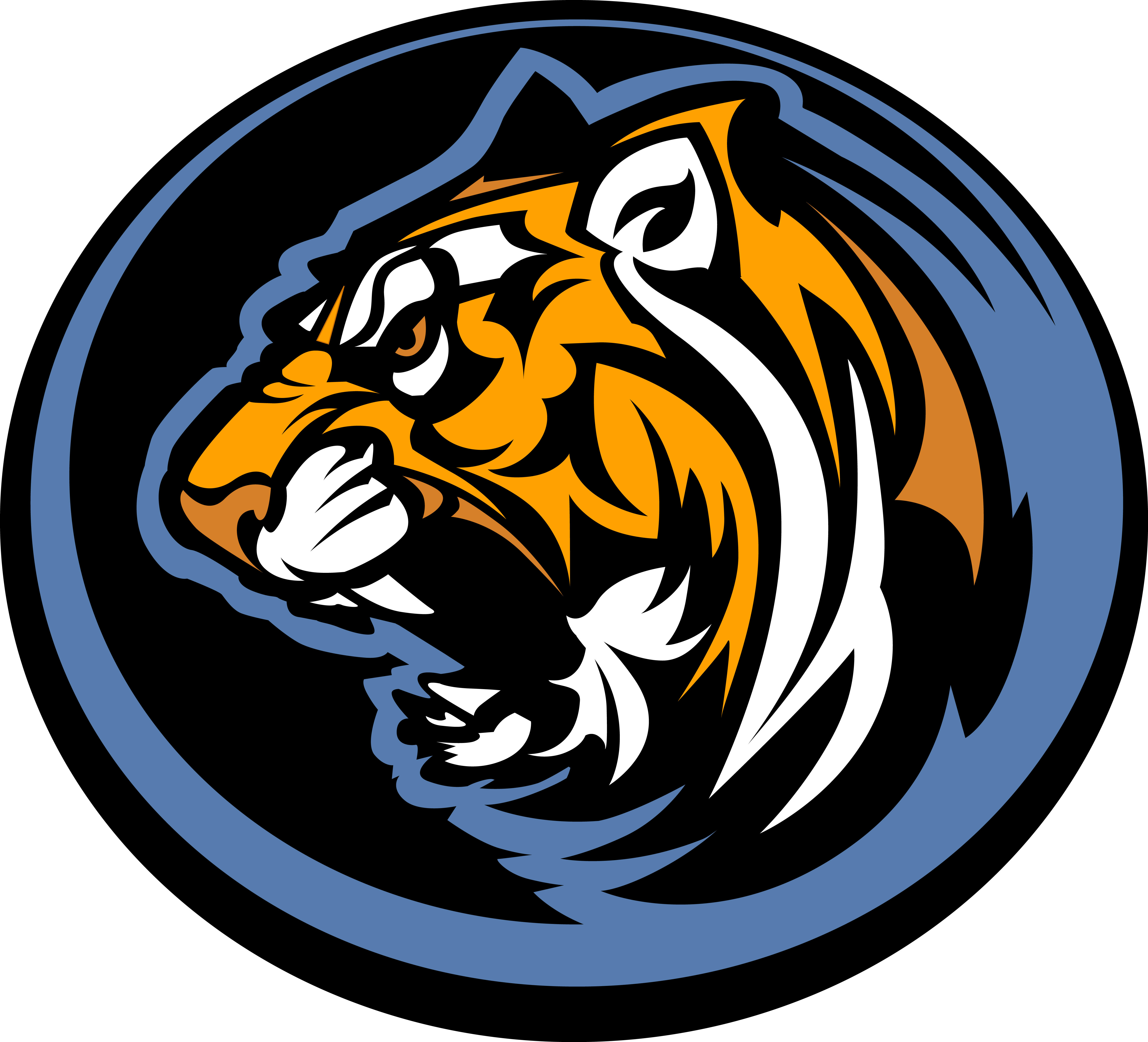 La Grande High School Tigers Logo with blue background