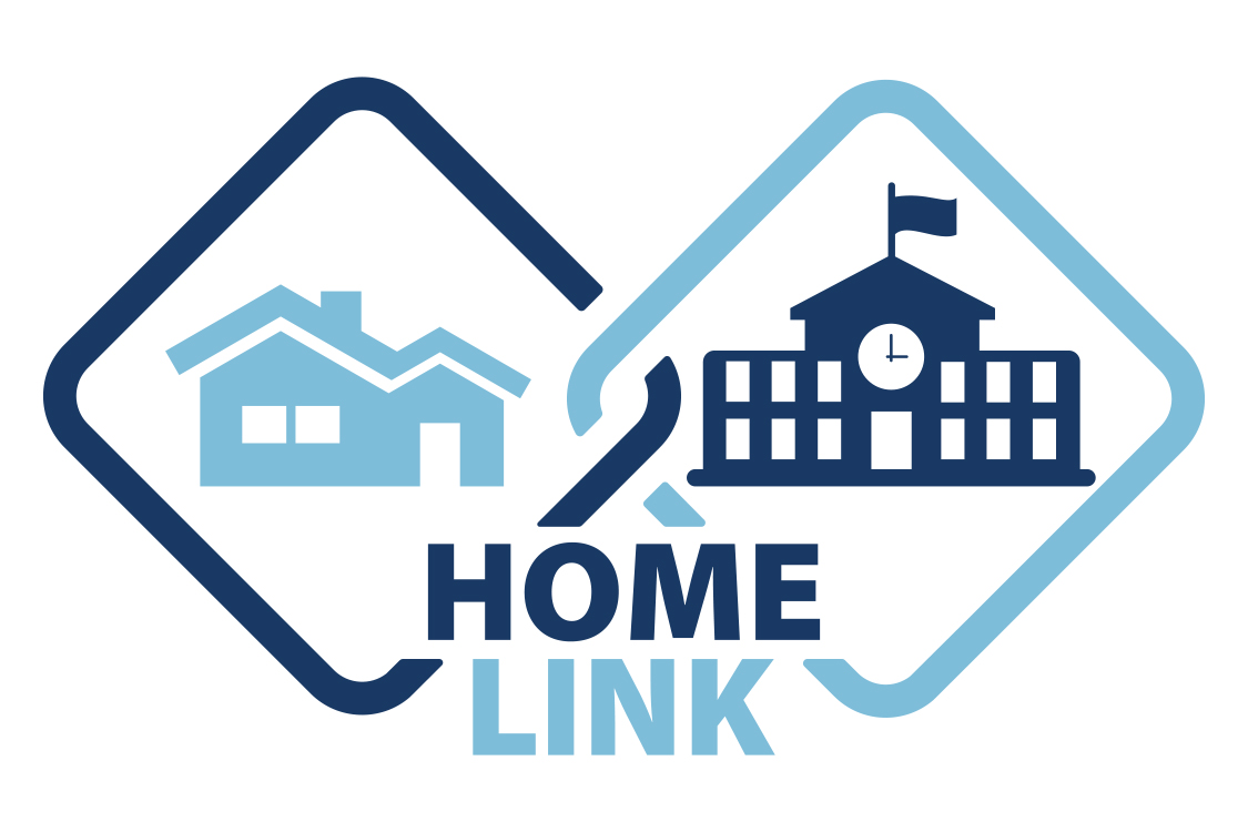 Home Link logo with an icon of a house and a school in a chain link