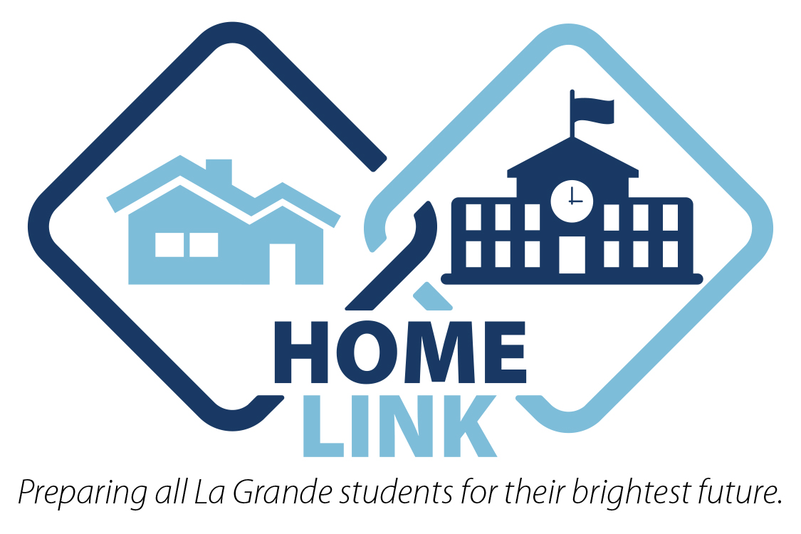 House and School linked together with a link-like out line.  Text says, "Home Link. Preparing students for their brightest future."