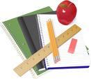 paper and pencil and apple