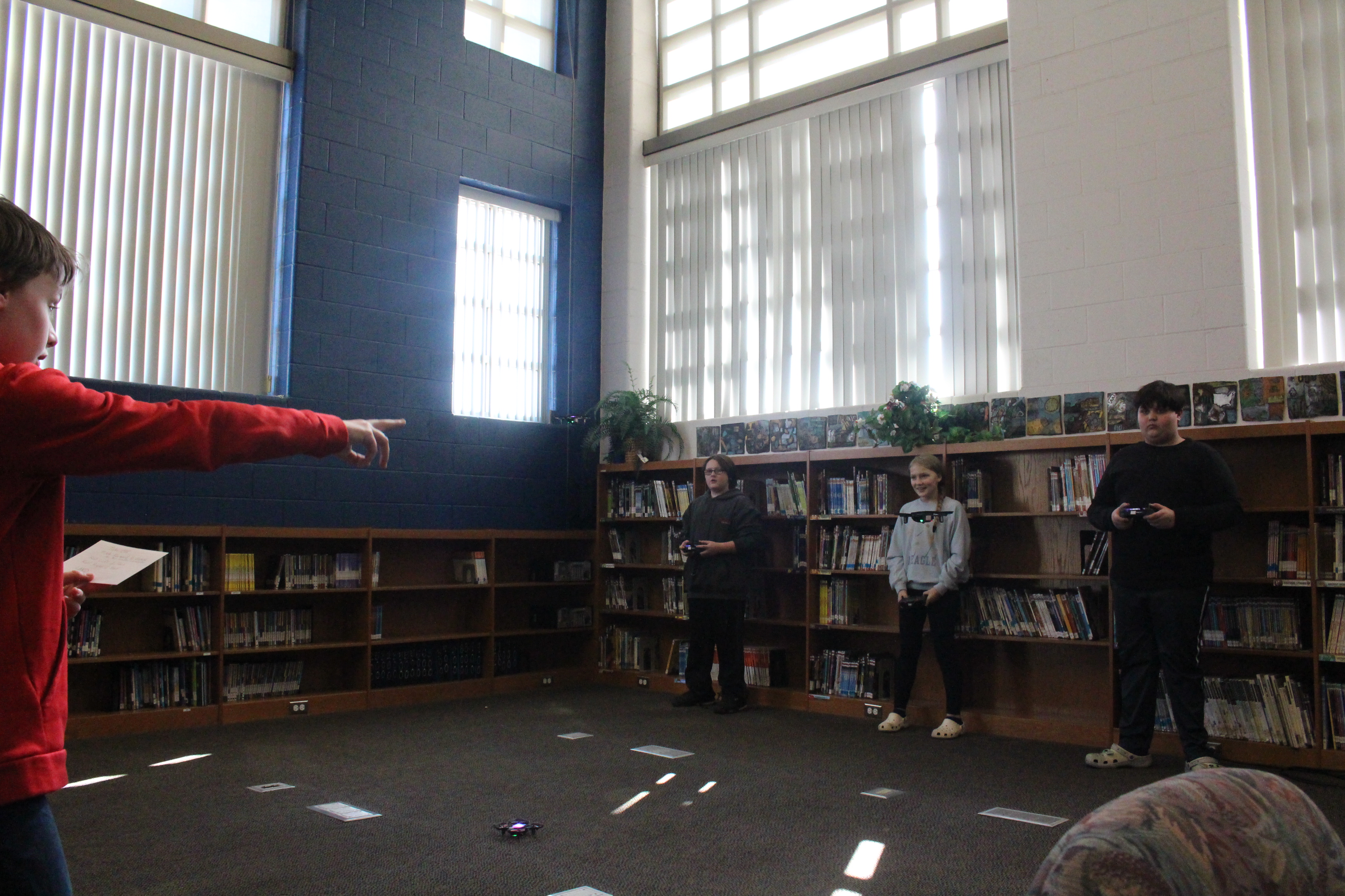 students flying drones
