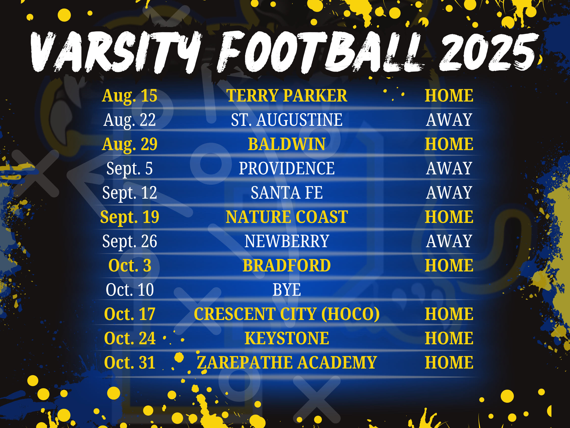 Varsity Schedule