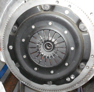 Stage II Kennedy pressure plate mounted to a Hecker Machine GM 4.3L adapter