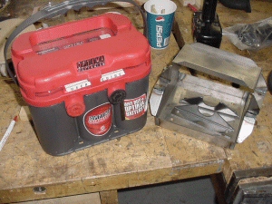 Optima Gel Battery donated by Tire Factory in The Dalles, Oregon box and bracket from Xtreme