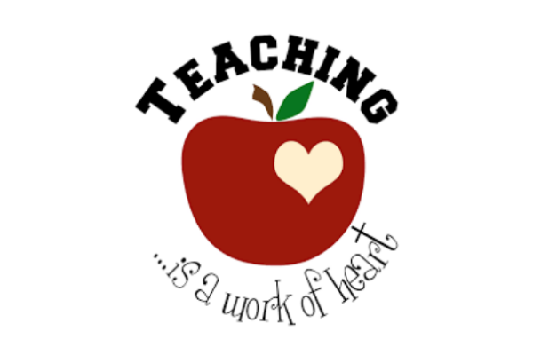 apple with the words Teaching is a work of the heart 