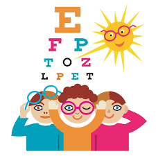 graphic of kids at an eye doctor