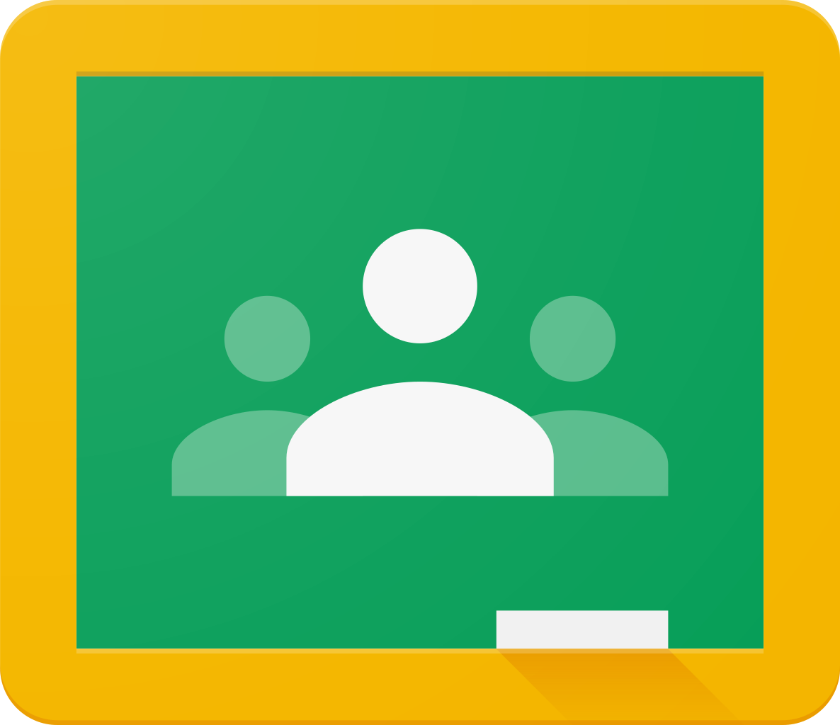 google classroom icon, green chalkboard with white silhouette of a body 