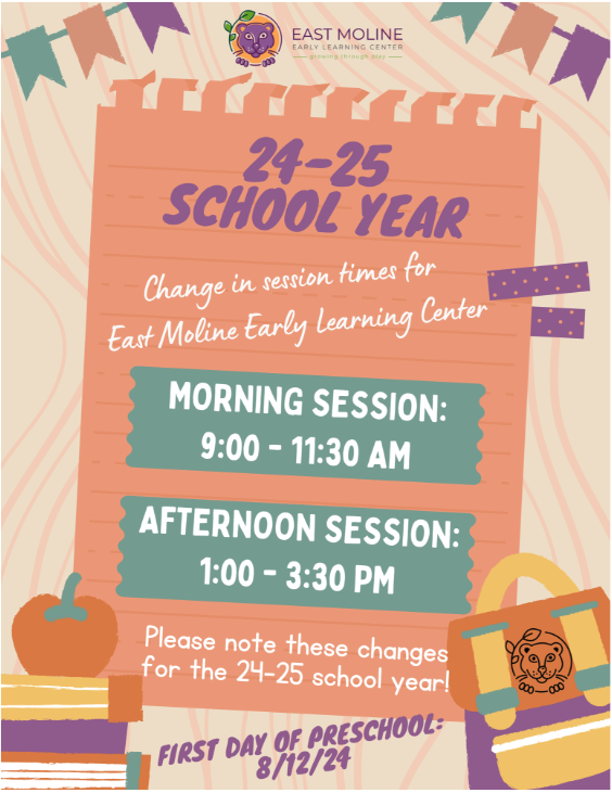 24-25 SCHOOL YEAR  MORNING SESSION: 9:00 - 11:30 AM  AFTERNOON SESSION: 1:00 - 3:30 PM