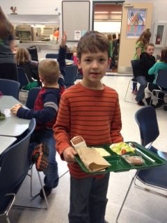 Boy in cafeteria