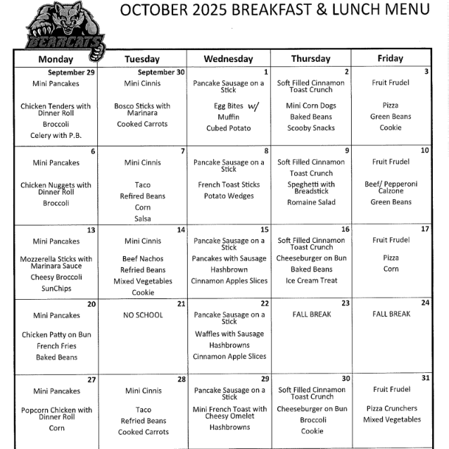 October Menu