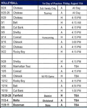 vb schedule