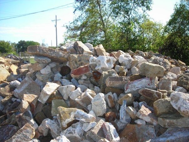 Rubble from the demolition (photo from Brent Taylor's blog)