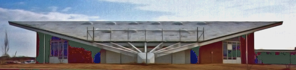 The gymnasium's ponytail roof in 1997