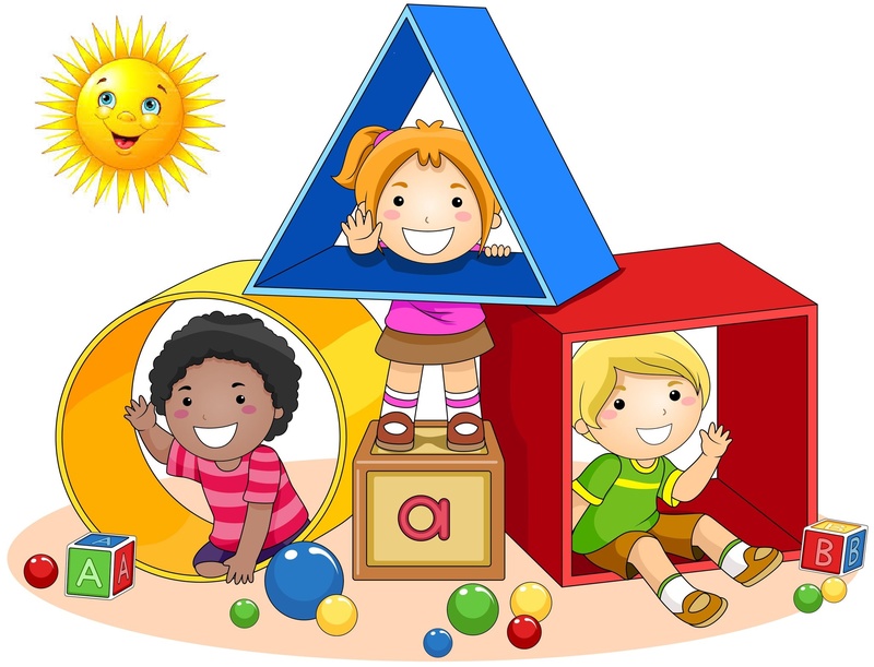 kids playing on shapes clipart