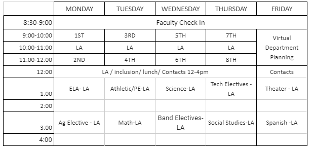 suggested DHS schedule 