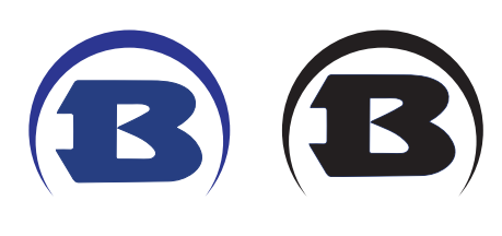 Standalone B logos, blue and black