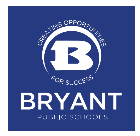 Bryant logo vertical reversed white on blue