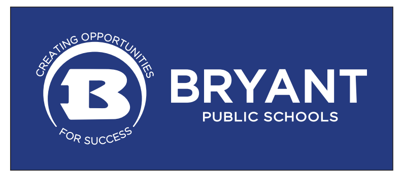 Bryant logo horizontal reversed white on blue