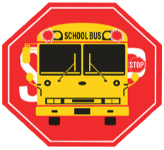 Stop sign with a school bus