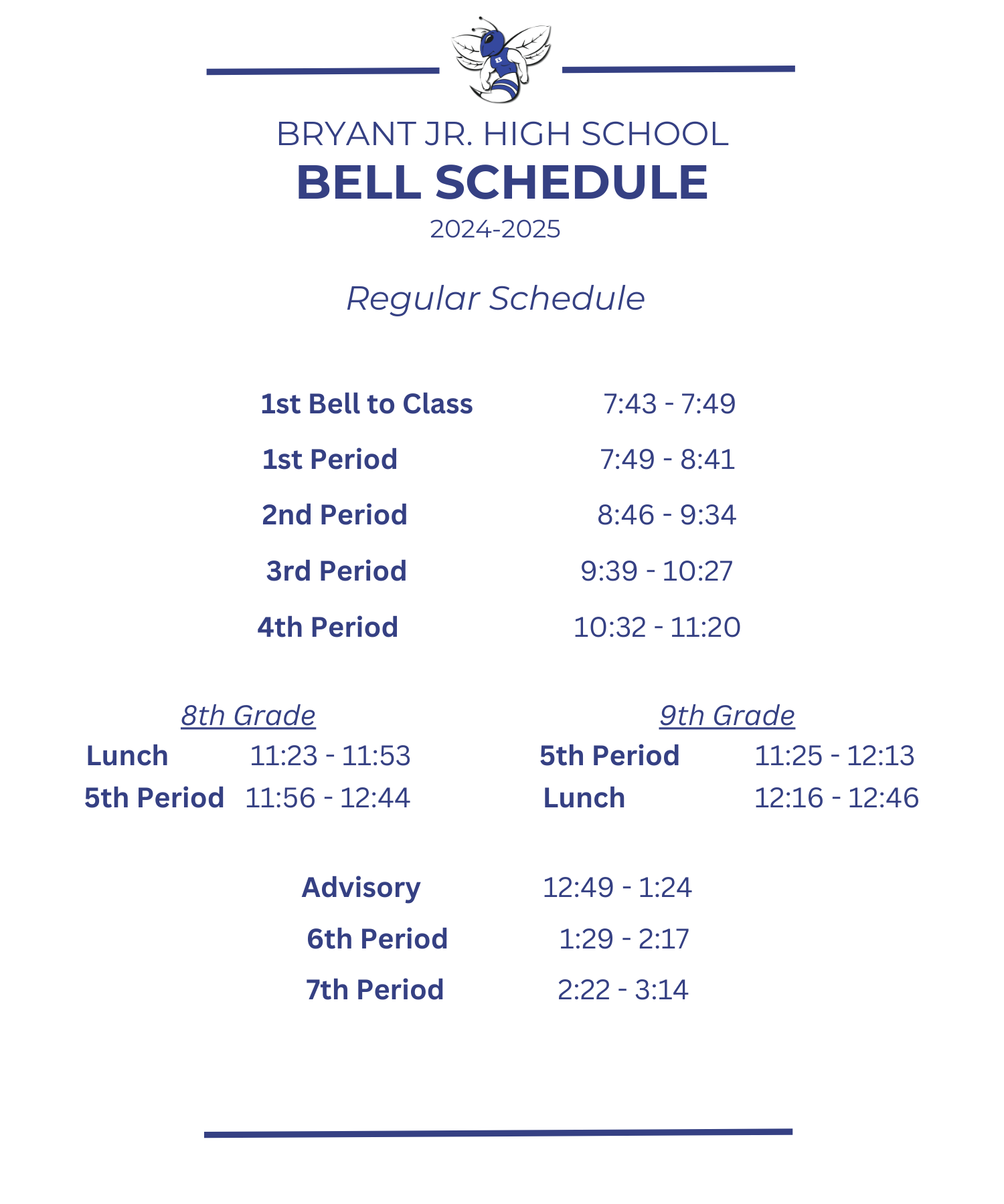 bjhs regular bell schedule