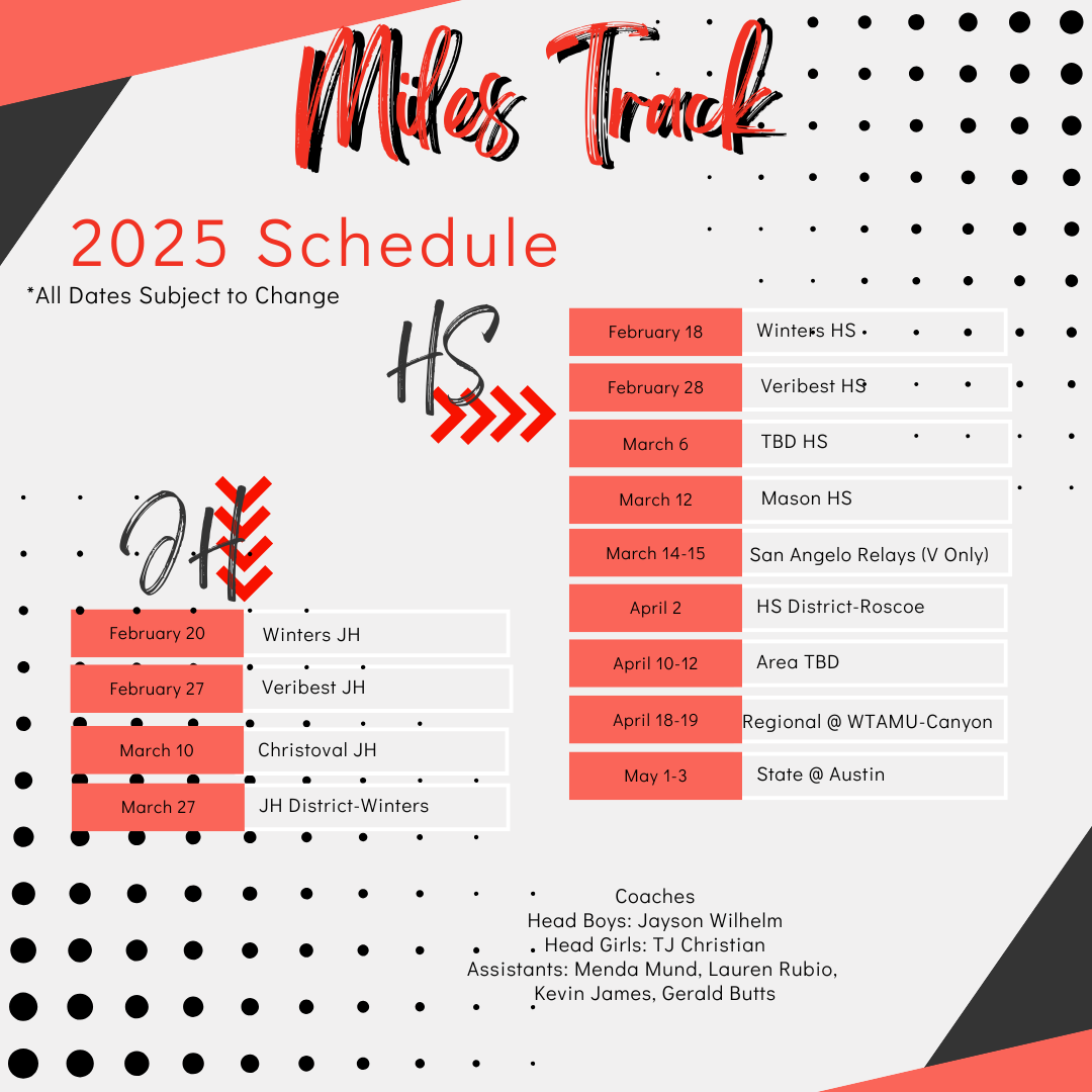 2025 Miles Track Schedule